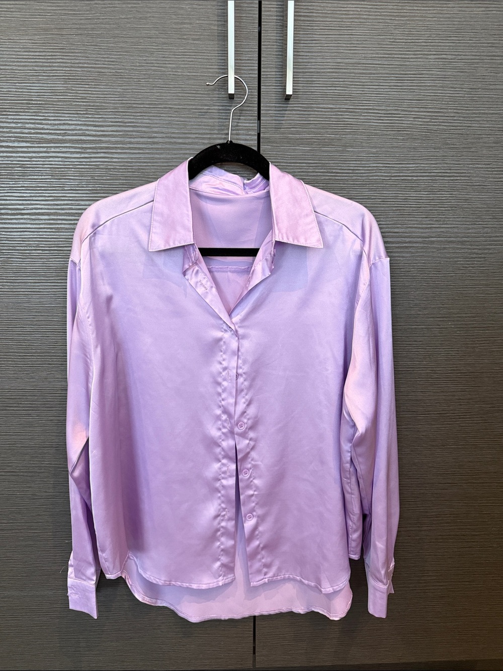 Lavender Satin Button-Front Blouse - Women